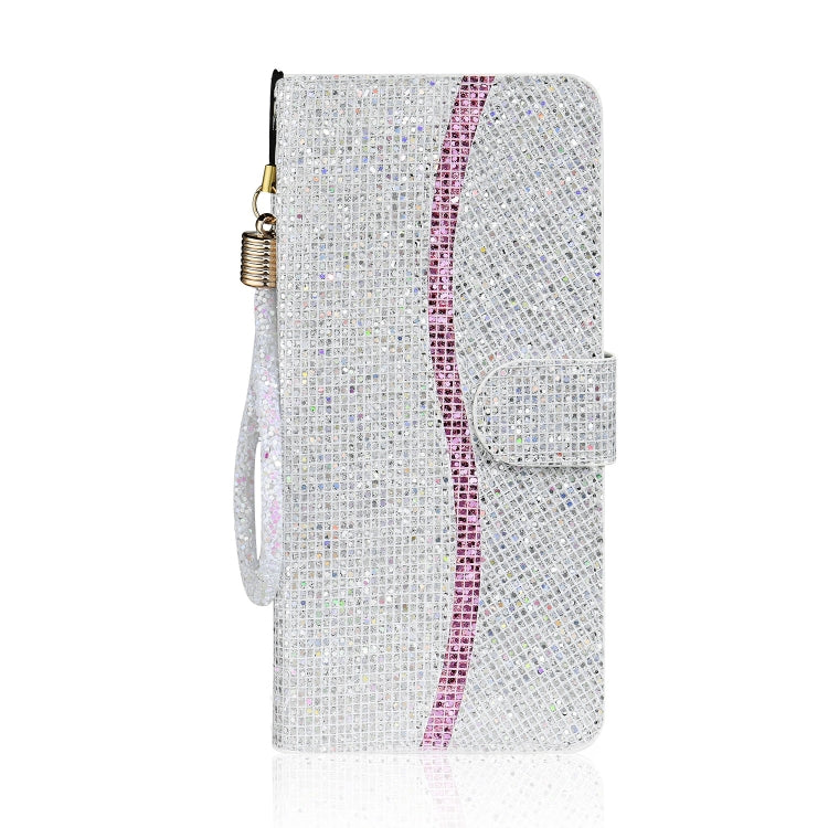 For iPhone 13 mini Glitter Powder Horizontal Flip Leather Case with Card Slots & Holder & Lanyard