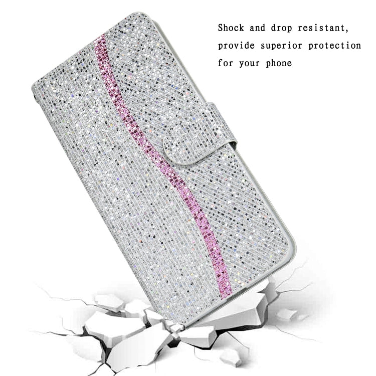 For iPhone 13 mini Glitter Powder Horizontal Flip Leather Case with Card Slots & Holder & Lanyard