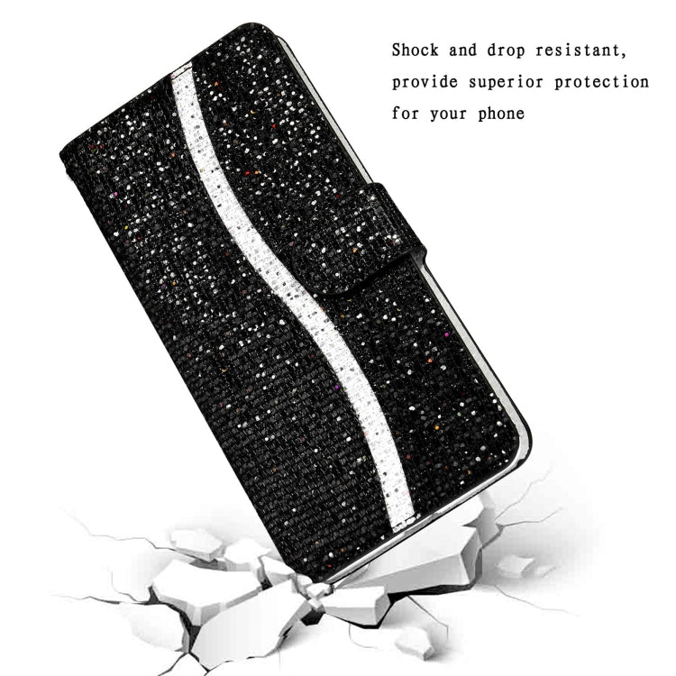For Samsung Galaxy A03s (EU Version) Glitter Powder Horizontal Flip Leather Case with Card Slots & Holder & Lanyard