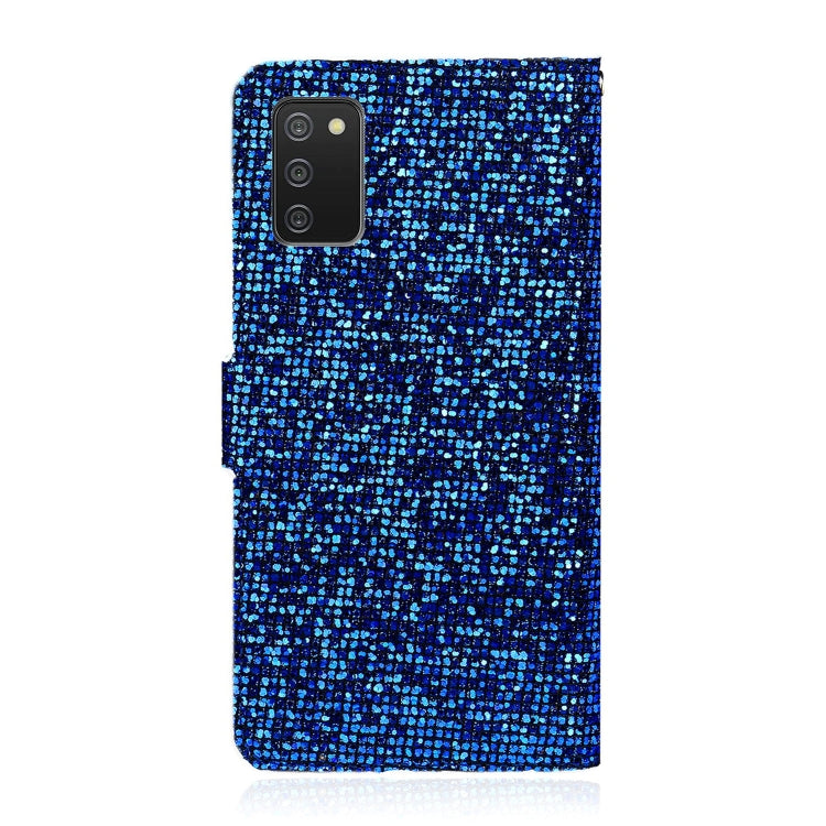 For Samsung Galaxy A03s (EU Version) Glitter Powder Horizontal Flip Leather Case with Card Slots & Holder & Lanyard