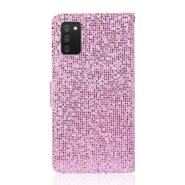 For Samsung Galaxy A03s (EU Version) Glitter Powder Horizontal Flip Leather Case with Card Slots & Holder & Lanyard