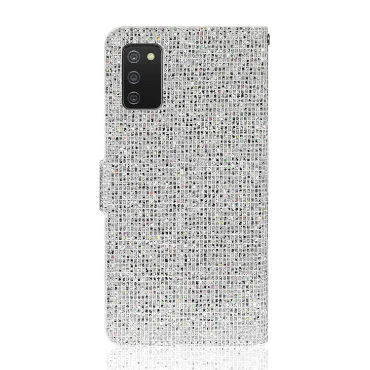 For Samsung Galaxy A03s (EU Version) Glitter Powder Horizontal Flip Leather Case with Card Slots & Holder & Lanyard