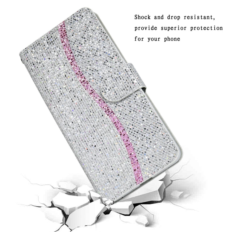 For Samsung Galaxy A03s (EU Version) Glitter Powder Horizontal Flip Leather Case with Card Slots & Holder & Lanyard