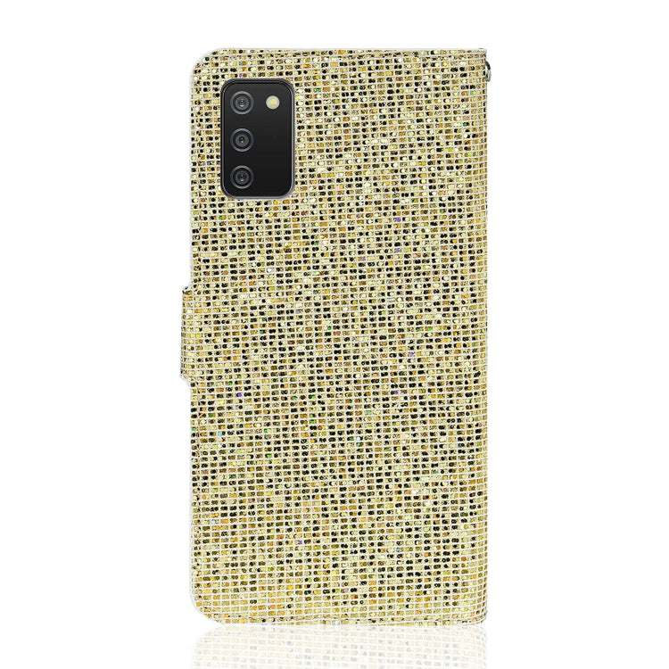 For Samsung Galaxy A03s (EU Version) Glitter Powder Horizontal Flip Leather Case with Card Slots & Holder & Lanyard