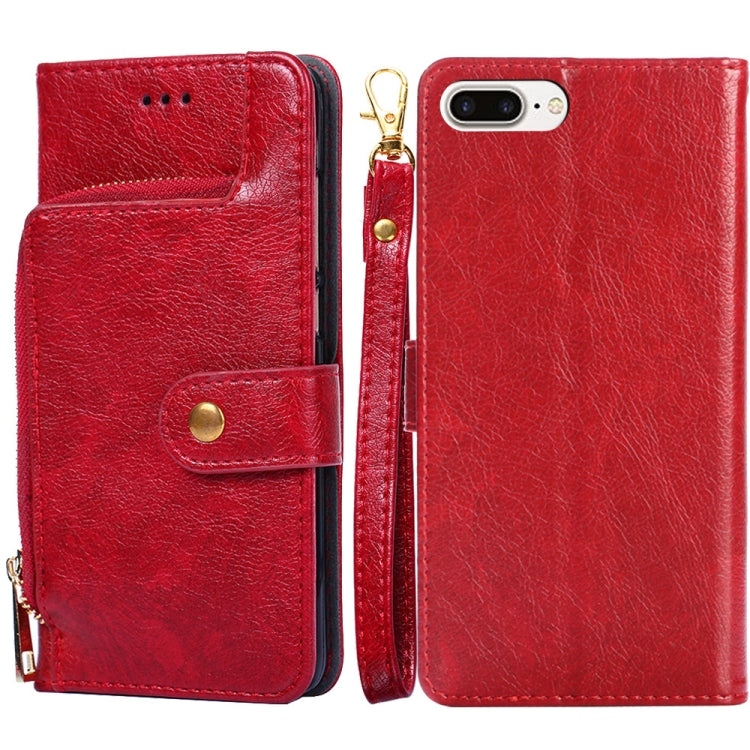 Zipper Bag PU + TPU Horizontal Flip Leather Case with Holder & Card Slot & Wallet & Lanyard For iPhone 7 Plus