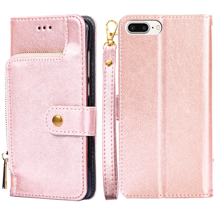 Zipper Bag PU + TPU Horizontal Flip Leather Case with Holder & Card Slot & Wallet & Lanyard For iPhone 7 Plus