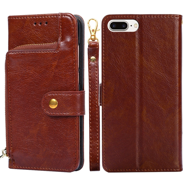 Zipper Bag PU + TPU Horizontal Flip Leather Case with Holder & Card Slot & Wallet & Lanyard For iPhone 7 Plus