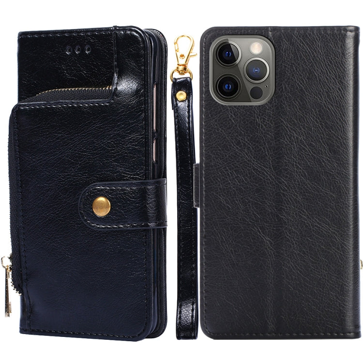 For iPhone 12 Pro Max Zipper Bag PU + TPU Horizontal Flip Leather Case with Holder & Card Slot & Wallet & Lanyard