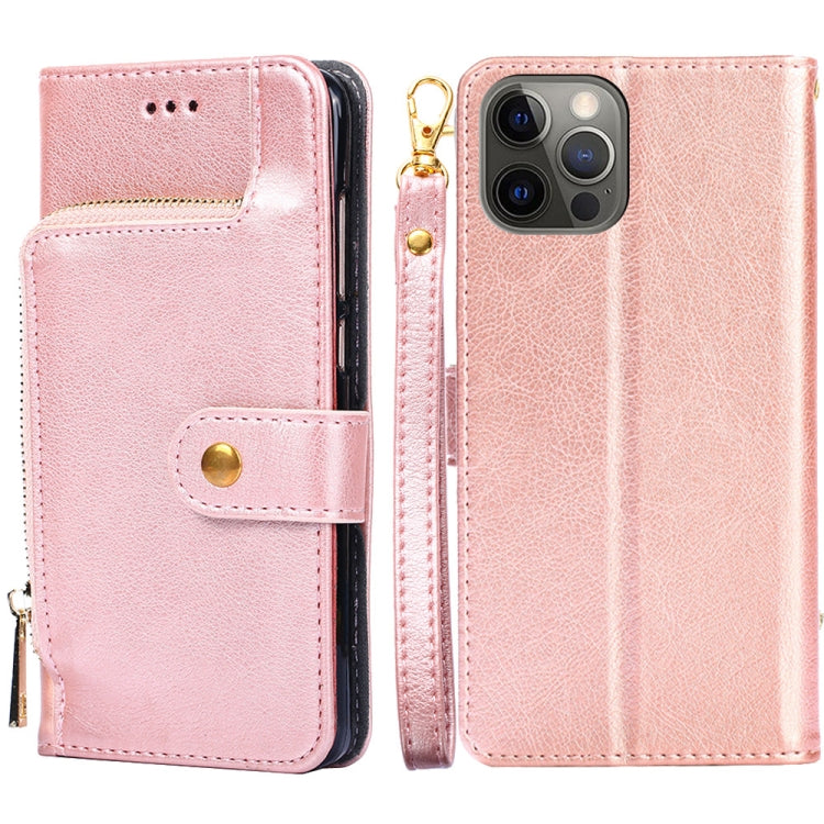 For iPhone 12 Pro Max Zipper Bag PU + TPU Horizontal Flip Leather Case with Holder & Card Slot & Wallet & Lanyard