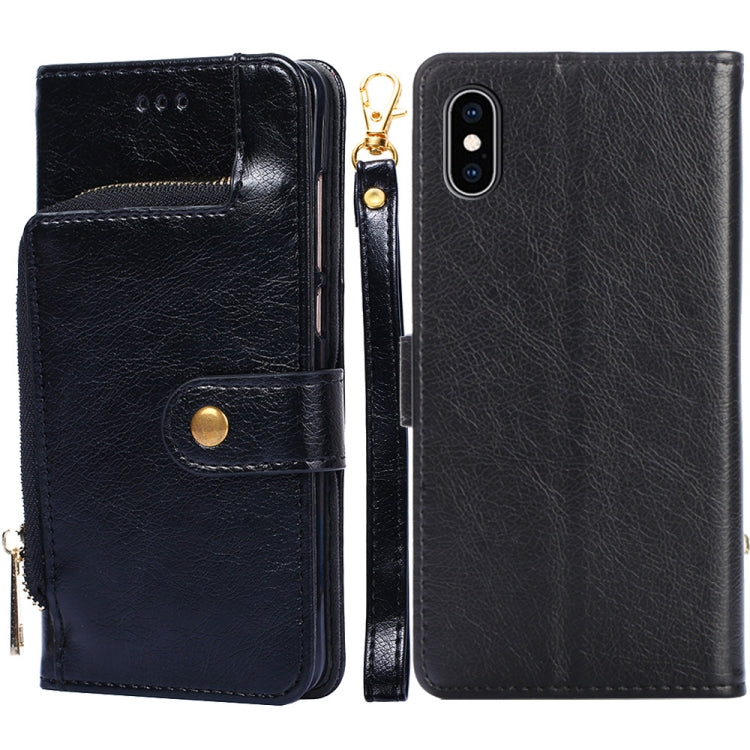 For iPhone X / XS Zipper Bag PU + TPU Horizontal Flip Leather Case with Holder & Card Slot & Wallet & Lanyard