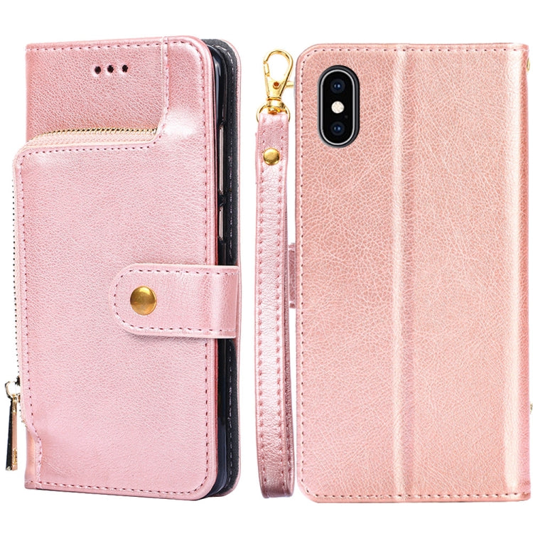 For iPhone XS Max Zipper Bag PU + TPU Horizontal Flip Leather Case with Holder & Card Slot & Wallet & Lanyard