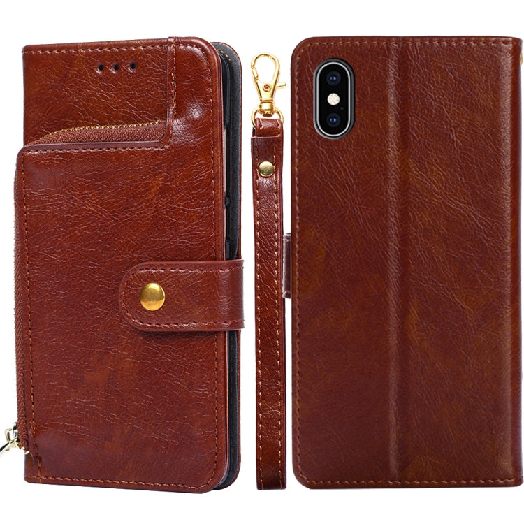For iPhone XS Max Zipper Bag PU + TPU Horizontal Flip Leather Case with Holder & Card Slot & Wallet & Lanyard