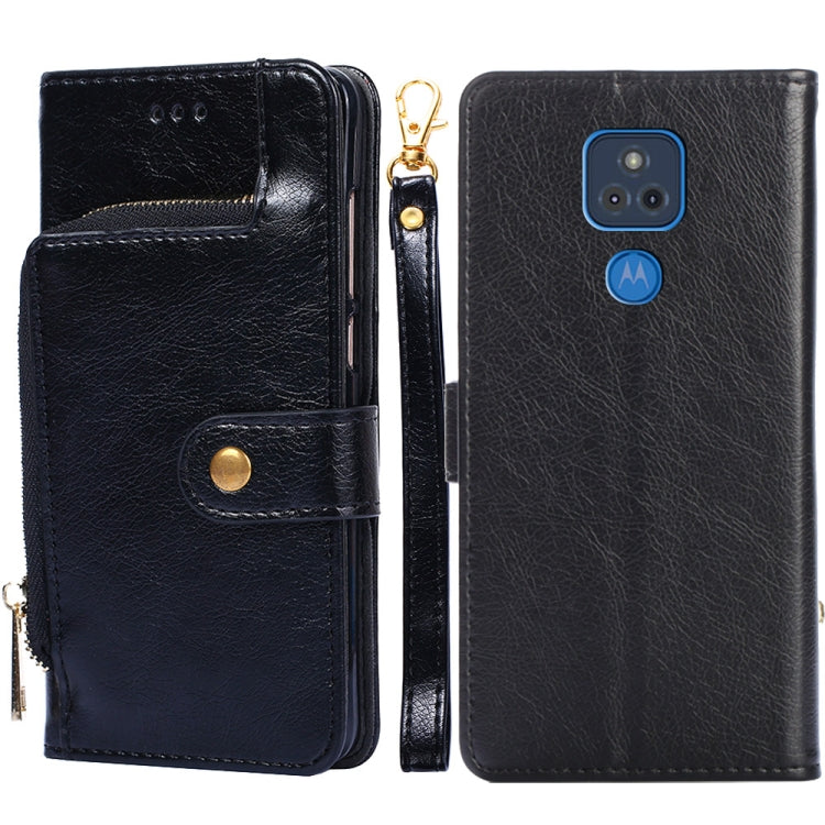 For Motorola Moto G Play (2021) Zipper Bag PU + TPU Horizontal Flip Leather Case with Holder & Card Slot & Wallet & Lanyard