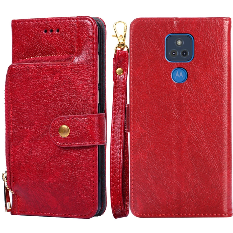 For Motorola Moto G Play (2021) Zipper Bag PU + TPU Horizontal Flip Leather Case with Holder & Card Slot & Wallet & Lanyard