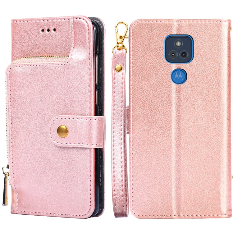 For Motorola Moto G Play (2021) Zipper Bag PU + TPU Horizontal Flip Leather Case with Holder & Card Slot & Wallet & Lanyard