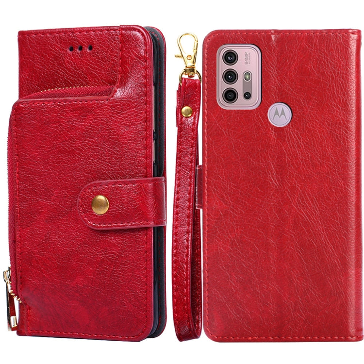 For Motorola Moto G30 Zipper Bag PU + TPU Horizontal Flip Leather Case with Holder & Card Slot & Wallet & Lanyard
