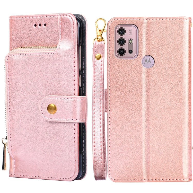For Motorola Moto G30 Zipper Bag PU + TPU Horizontal Flip Leather Case with Holder & Card Slot & Wallet & Lanyard