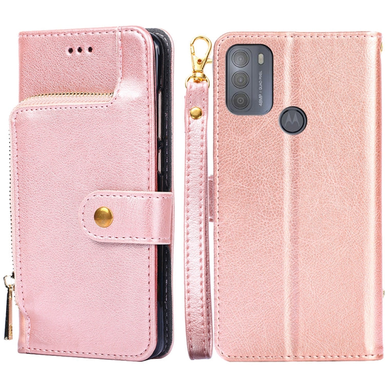 For Motorola Moto G50 Zipper Bag PU + TPU Horizontal Flip Leather Case with Holder & Card Slot & Wallet & Lanyard