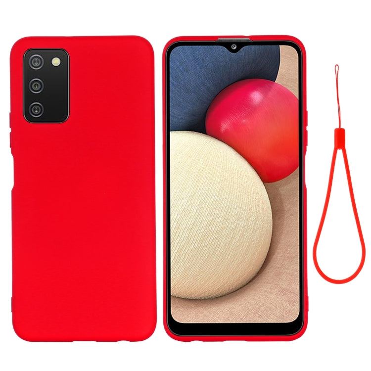 For Samsung Galaxy A03s (166.59mm) Pure Color Liquid Silicone Shockproof Full Coverage Case