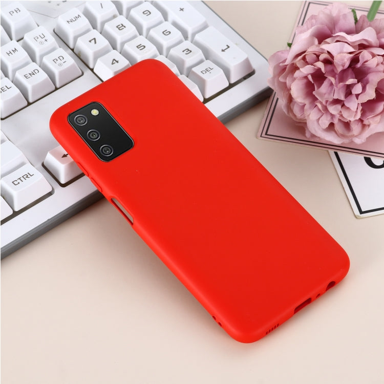 For Samsung Galaxy A03s (166.59mm) Pure Color Liquid Silicone Shockproof Full Coverage Case