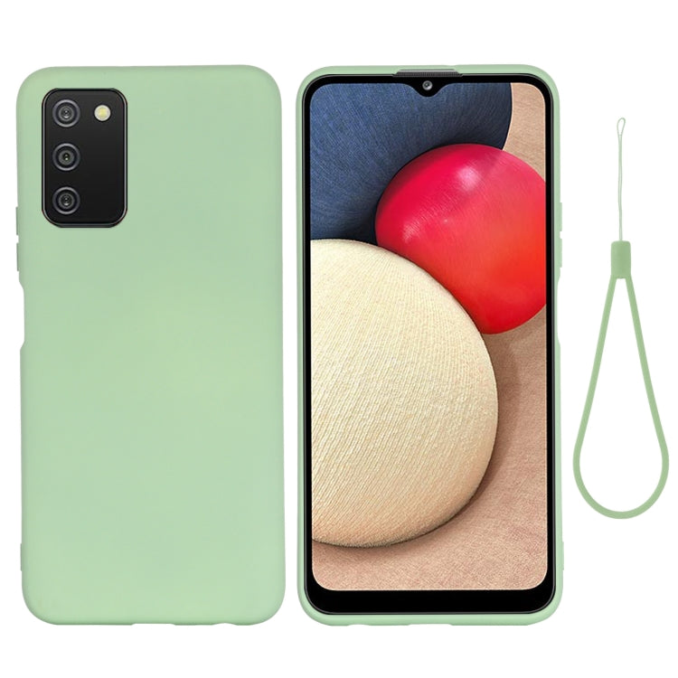For Samsung Galaxy A03s (166.59mm) Pure Color Liquid Silicone Shockproof Full Coverage Case