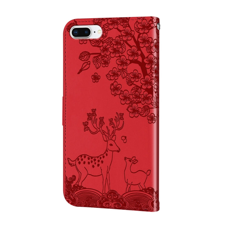 Sika Deer Embossing Pattern Horizontal Flip PU Leather Case with Holder & Card Slot & Wallet & Photo Frame For iPhone 8 Plus / 7 Plus
