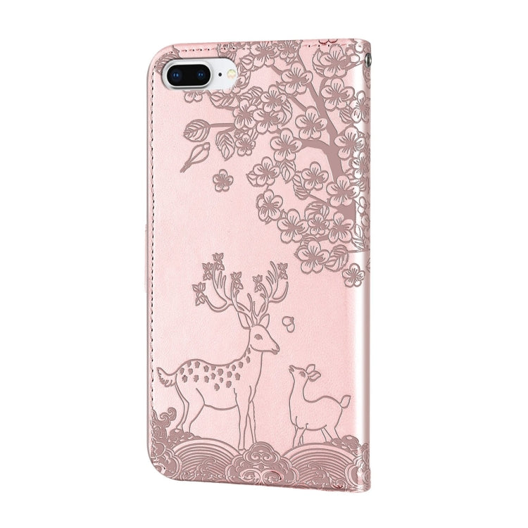 Sika Deer Embossing Pattern Horizontal Flip PU Leather Case with Holder & Card Slot & Wallet & Photo Frame For iPhone 8 Plus / 7 Plus