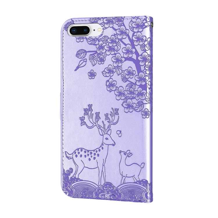 Sika Deer Embossing Pattern Horizontal Flip PU Leather Case with Holder & Card Slot & Wallet & Photo Frame For iPhone 8 Plus / 7 Plus
