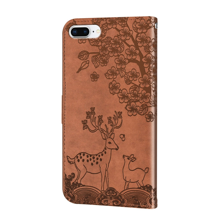 Sika Deer Embossing Pattern Horizontal Flip PU Leather Case with Holder & Card Slot & Wallet & Photo Frame For iPhone 8 Plus / 7 Plus