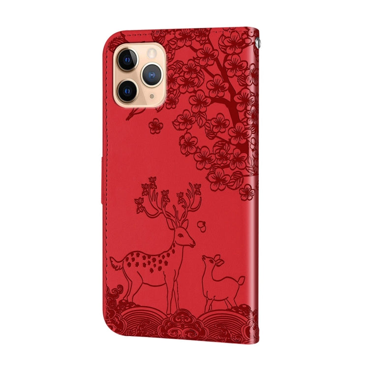 For iPhone 11 Pro Sika Deer Embossing Pattern Horizontal Flip PU Leather Case with Holder & Card Slot & Wallet & Photo Frame