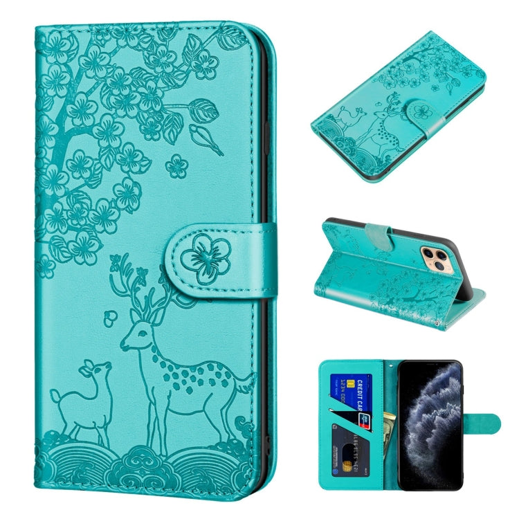 For iPhone 11 Pro Sika Deer Embossing Pattern Horizontal Flip PU Leather Case with Holder & Card Slot & Wallet & Photo Frame