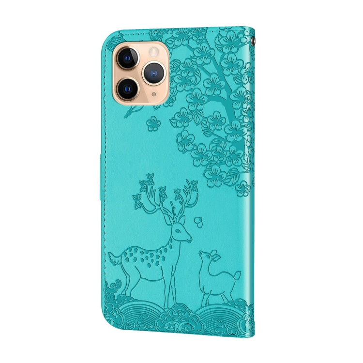 For iPhone 11 Pro Sika Deer Embossing Pattern Horizontal Flip PU Leather Case with Holder & Card Slot & Wallet & Photo Frame