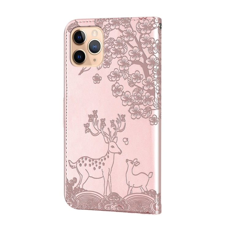 For iPhone 11 Pro Sika Deer Embossing Pattern Horizontal Flip PU Leather Case with Holder & Card Slot & Wallet & Photo Frame