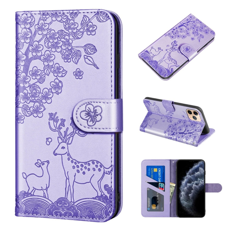 For iPhone 11 Pro Sika Deer Embossing Pattern Horizontal Flip PU Leather Case with Holder & Card Slot & Wallet & Photo Frame