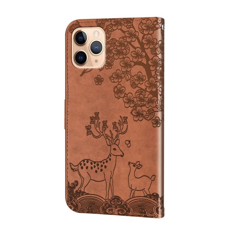 For iPhone 11 Pro Sika Deer Embossing Pattern Horizontal Flip PU Leather Case with Holder & Card Slot & Wallet & Photo Frame