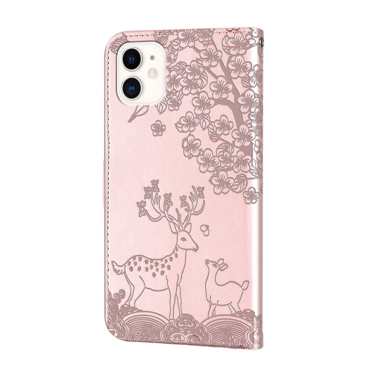 For iPhone 12 / 12 Pro Sika Deer Embossing Pattern Horizontal Flip PU Leather Case with Holder & Card Slot & Wallet & Photo Frame