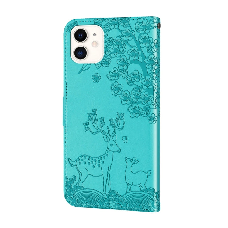 For iPhone 12 mini Sika Deer Embossing Pattern Horizontal Flip PU Leather Case with Holder & Card Slot & Wallet & Photo Frame