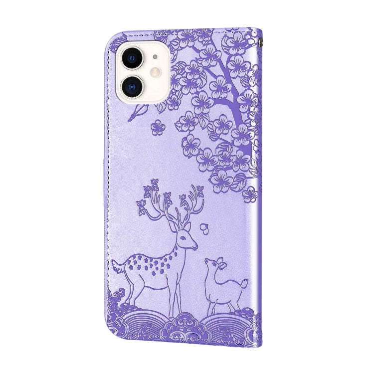 For iPhone 12 mini Sika Deer Embossing Pattern Horizontal Flip PU Leather Case with Holder & Card Slot & Wallet & Photo Frame