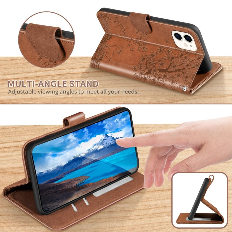 For iPhone 12 mini Sika Deer Embossing Pattern Horizontal Flip PU Leather Case with Holder & Card Slot & Wallet & Photo Frame