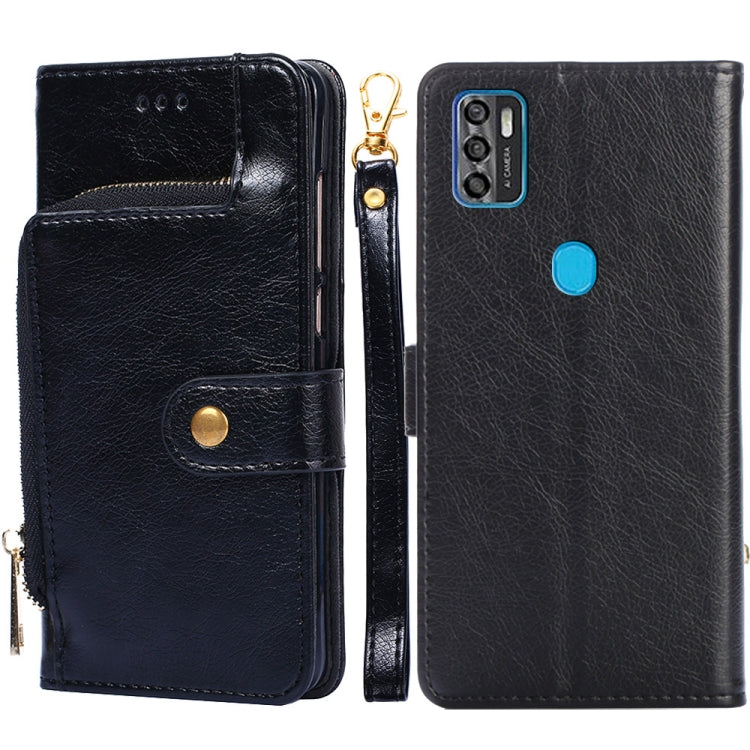 For ZTE Blade A7s 2020 Zipper Bag PU + TPU Horizontal Flip Leather Case with Holder & Card Slot & Wallet & Lanyard