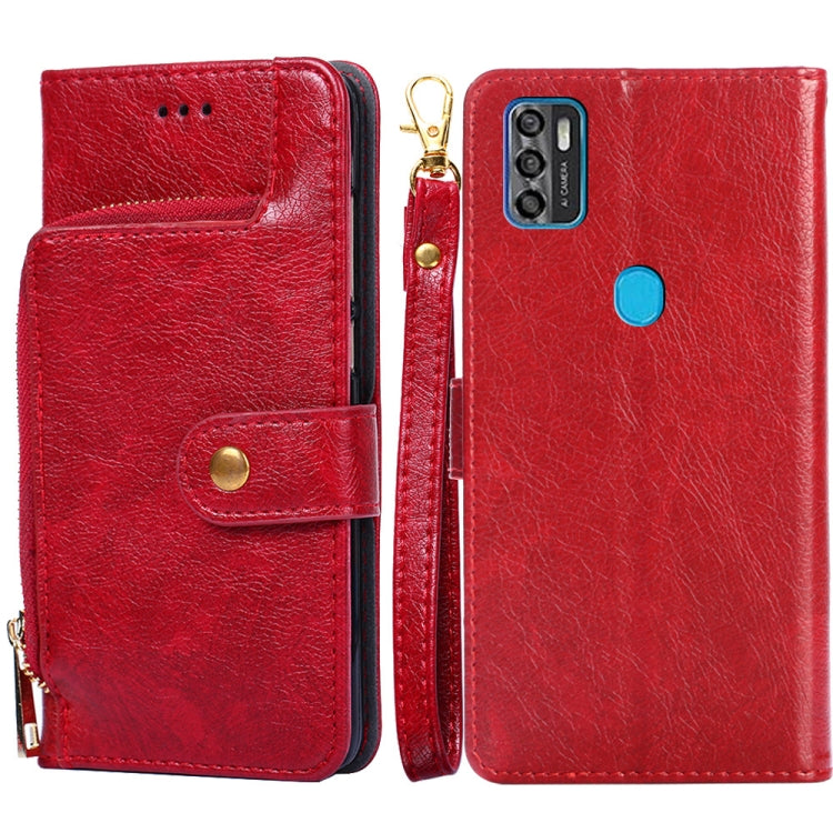 For ZTE Blade A7s 2020 Zipper Bag PU + TPU Horizontal Flip Leather Case with Holder & Card Slot & Wallet & Lanyard