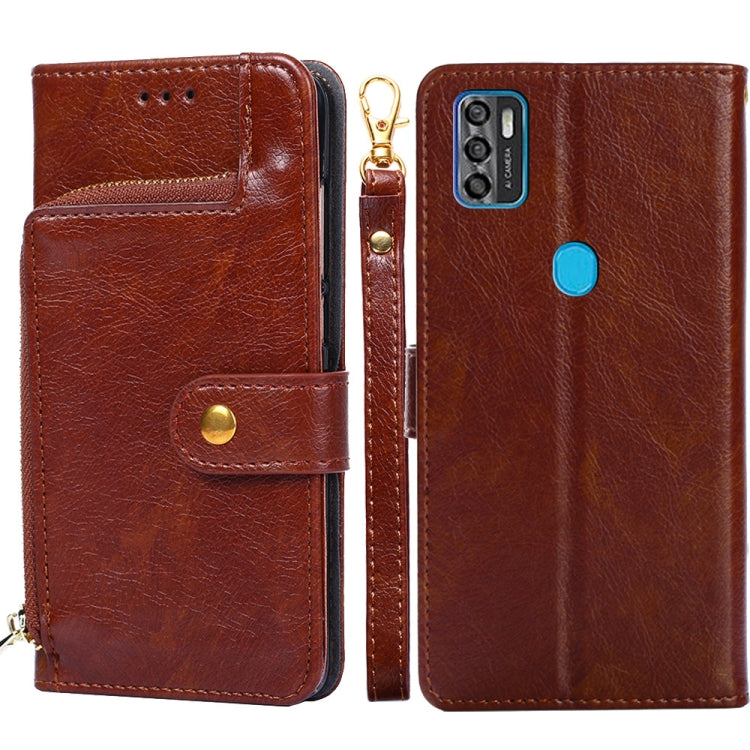 For ZTE Blade A7s 2020 Zipper Bag PU + TPU Horizontal Flip Leather Case with Holder & Card Slot & Wallet & Lanyard