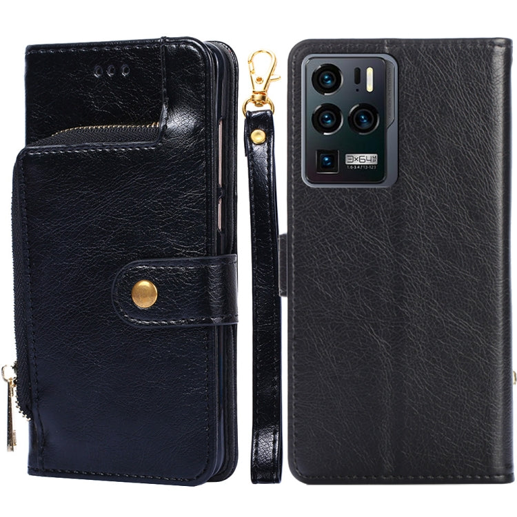 For ZTE Axon 30 Ultra 5G Zipper Bag PU + TPU Horizontal Flip Leather Case with Holder & Card Slot & Wallet & Lanyard