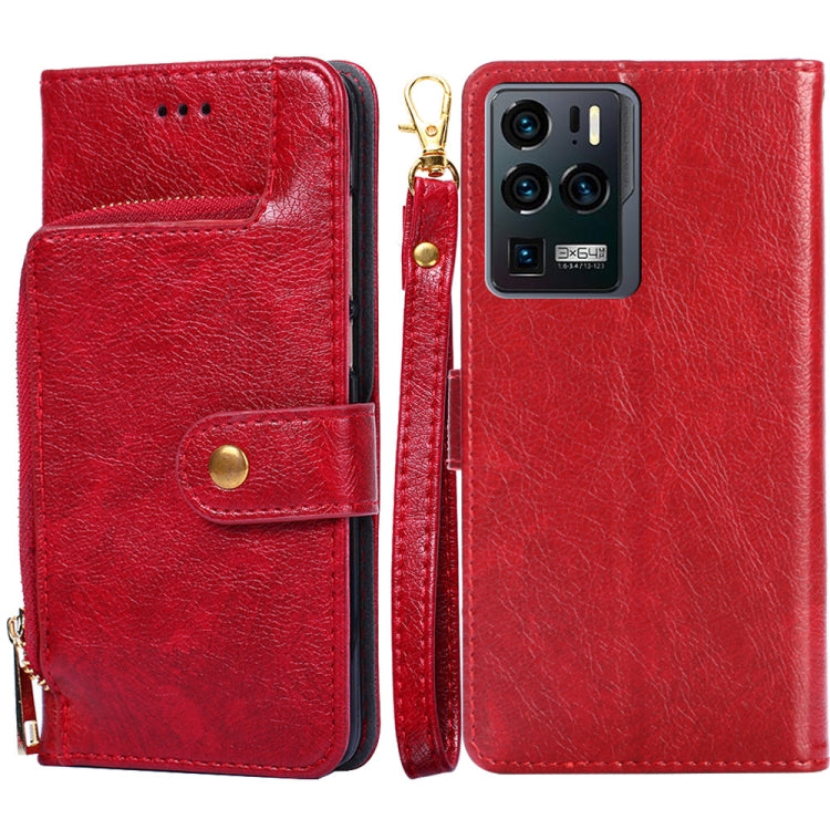 For ZTE Axon 30 Ultra 5G Zipper Bag PU + TPU Horizontal Flip Leather Case with Holder & Card Slot & Wallet & Lanyard