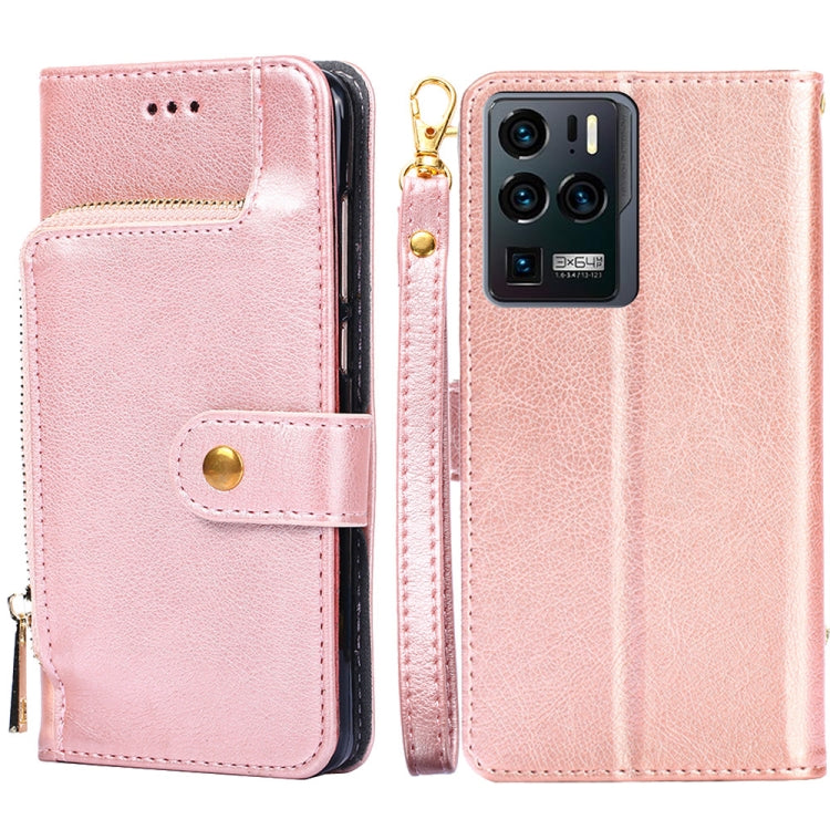 For ZTE Axon 30 Ultra 5G Zipper Bag PU + TPU Horizontal Flip Leather Case with Holder & Card Slot & Wallet & Lanyard