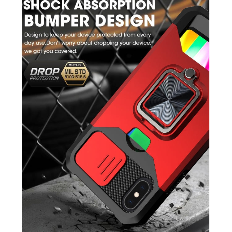 For iPhone X / XS Sliding Camshield Card Slot Ring Kickstand Phone Case