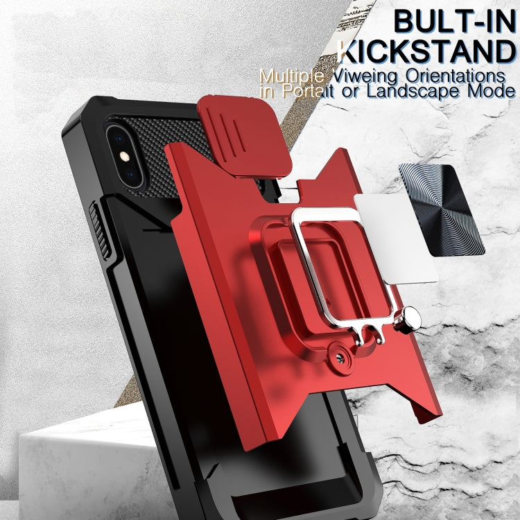 For iPhone X / XS Sliding Camshield Card Slot Ring Kickstand Phone Case