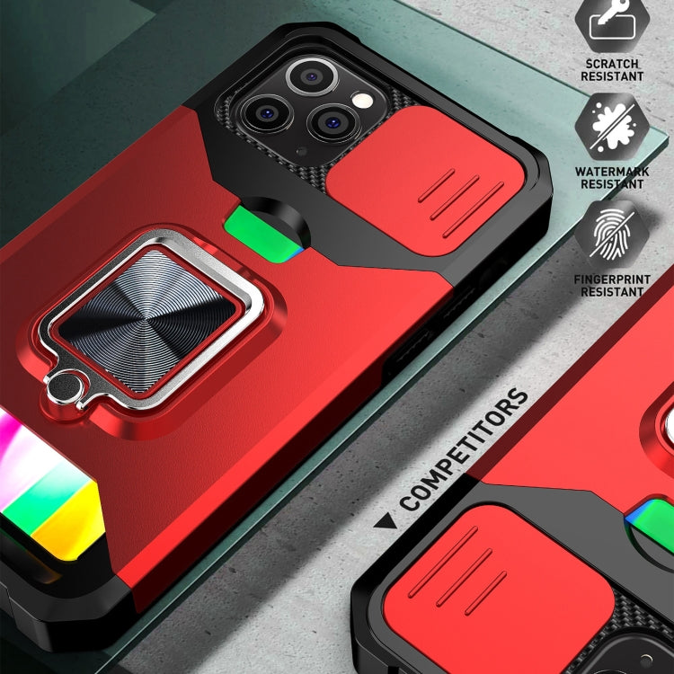 For iPhone 11 Pro Max Sliding Camshield Card Slot Ring Kickstand Phone Case