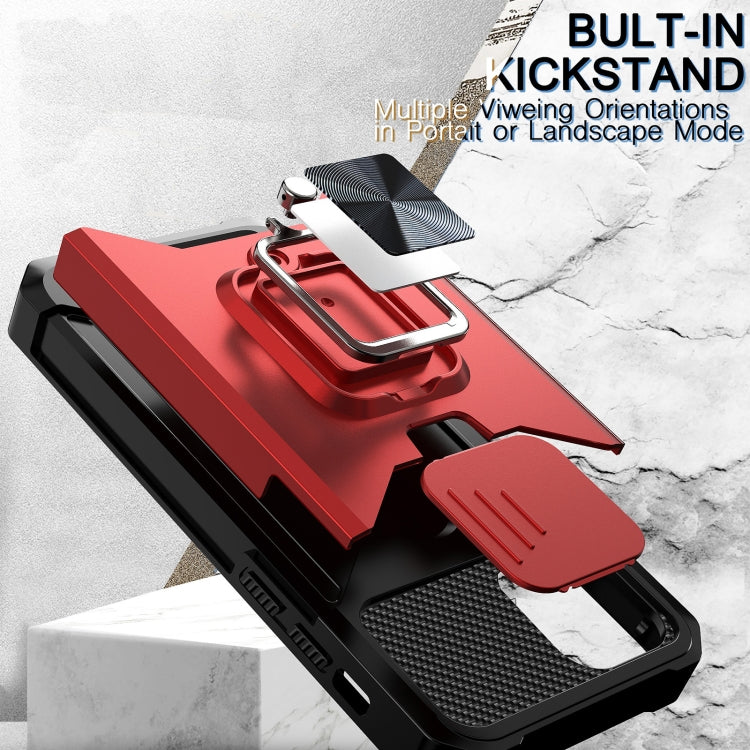 For iPhone 12 / 12 Pro Sliding Camshield Card Slot Ring Kickstand Phone Case