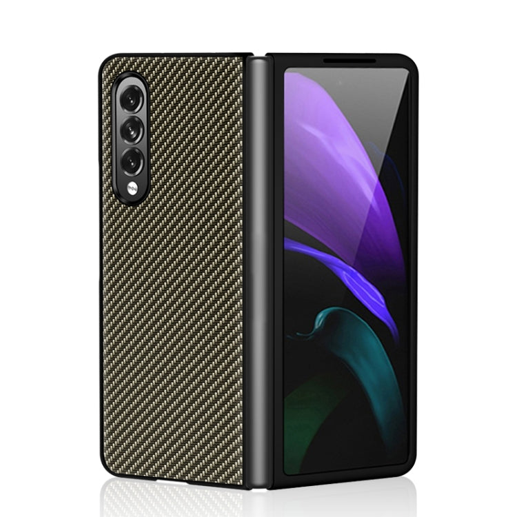 For Samsung Galaxy Z Fold3 5G Solid Color Carbon Fiber Texture PU Shockproof Protective Case